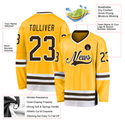 Custom Gold Brown-White Hockey Jersey