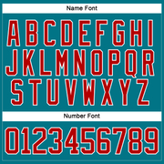 Custom Teal Red-White Hockey Jersey
