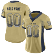 Custom Vegas Gold Navy-White Mesh Drift Fashion Football Jersey