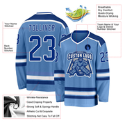 Custom Light Blue Royal-White Hockey Jersey