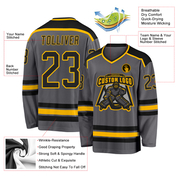 Custom Steel Gray Black-Gold Hockey Jersey