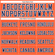 Custom Orange Navy-White Stitched Cuffed Knit Hat