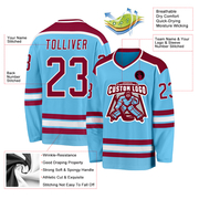 Custom Sky Blue Maroon-White Hockey Jersey