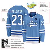 Custom Light Blue White-Royal Hockey Jersey