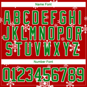 Custom Red Grass Green-White Christmas Reindeer 3D Hockey Lace Neck Jersey