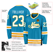 Custom Panther Blue White-Gold Hockey Jersey