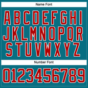 Custom Teal Red-White Hockey Lace Neck Jersey