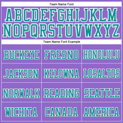 Custom Purple Aqua-White Stitched Cuffed Knit Hat