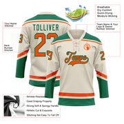Custom Cream Orange-Kelly Green Hockey Lace Neck Jersey