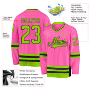 Custom Pink Neon Green-Black Hockey Jersey