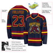 Custom Navy Maroon-Gold Hockey Jersey