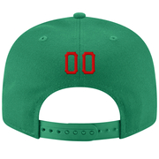 Custom Kelly Green Red-White Stitched Adjustable Snapback Hat