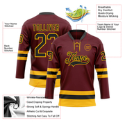 Custom Burgundy Black-Gold Hockey Lace Neck Jersey