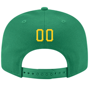 Custom Kelly Green Gold-White Stitched Adjustable Snapback Hat