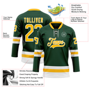Custom Green Gold-White Hockey Lace Neck Jersey