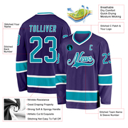 Custom Purple Teal-White Hockey Jersey
