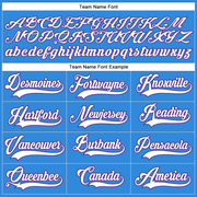 Custom Powder Blue White-Purple Hockey Lace Neck Jersey