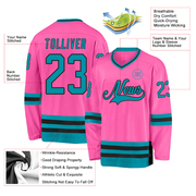 Custom Pink Teal-Black Hockey Jersey