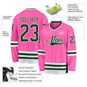 Custom Pink Green-White Hockey Jersey