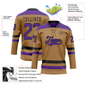 Custom Old Gold Purple-Black Hockey Lace Neck Jersey