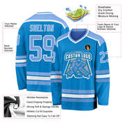 Custom Blue Light Blue-White Hockey Jersey