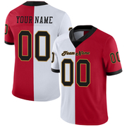 Custom Red Black-White Mesh Split Fashion Football Jersey