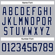 Custom Gray Navy-White Hockey Lace Neck Jersey