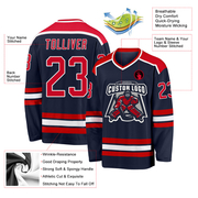 Custom Navy Red-White Hockey Jersey