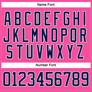 Custom Pink Navy-White Hockey Lace Neck Jersey