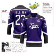 Custom Purple White-Black Hockey Lace Neck Jersey