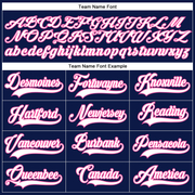 Custom Navy White-Pink Hockey Lace Neck Jersey