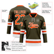 Custom Olive Orange-White Salute To Service Hockey Lace Neck Jersey
