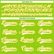 Custom Neon Green White-Yellow Hockey Lace Neck Jersey