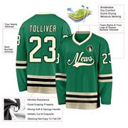Custom Kelly Green Cream-Black Hockey Jersey