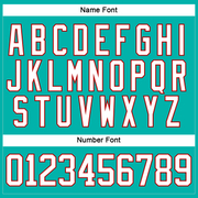 Custom Aqua White-Red Hockey Lace Neck Jersey