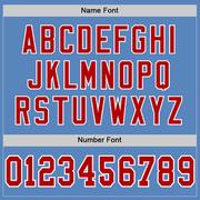 Custom Light Blue Red-White Mesh Authentic Football Jersey