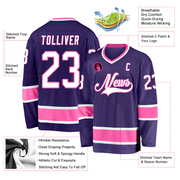 Custom Purple White-Pink Hockey Jersey