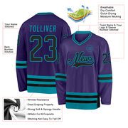 Custom Purple Black-Teal Hockey Jersey