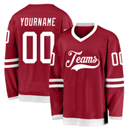 Custom Maroon White Hockey Jersey