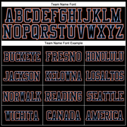 Custom Black Black Light Blue-Orange Stitched Cuffed Knit Hat