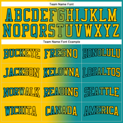 Custom Stitched Teal Yellow-Black Gradient Fashion Sports Pullover Sweatshirt Hoodie