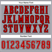 Custom Light Gray Red-Black Mesh Authentic Football Jersey