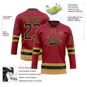 Custom Maroon Black-Old Gold Hockey Lace Neck Jersey