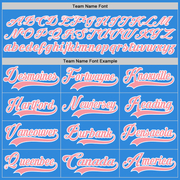 Custom Sky Blue Medium Pink-White Hockey Lace Neck Jersey