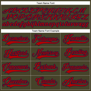 Custom Olive Red-Navy Salute To Service Hockey Lace Neck Jersey