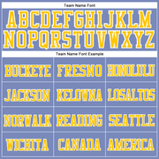 Custom Light Blue Gold-White Stitched Cuffed Knit Hat