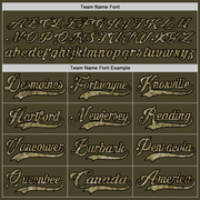 Custom Olive Camo Black-Cream Salute To Service Hockey Lace Neck Jersey