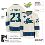 Custom Cream Green-Royal Hockey Jersey
