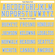 Custom Gold Light Blue-White Stitched Cuffed Knit Hat