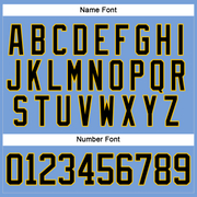 Custom Light Blue Black-Yellow Hockey Lace Neck Jersey